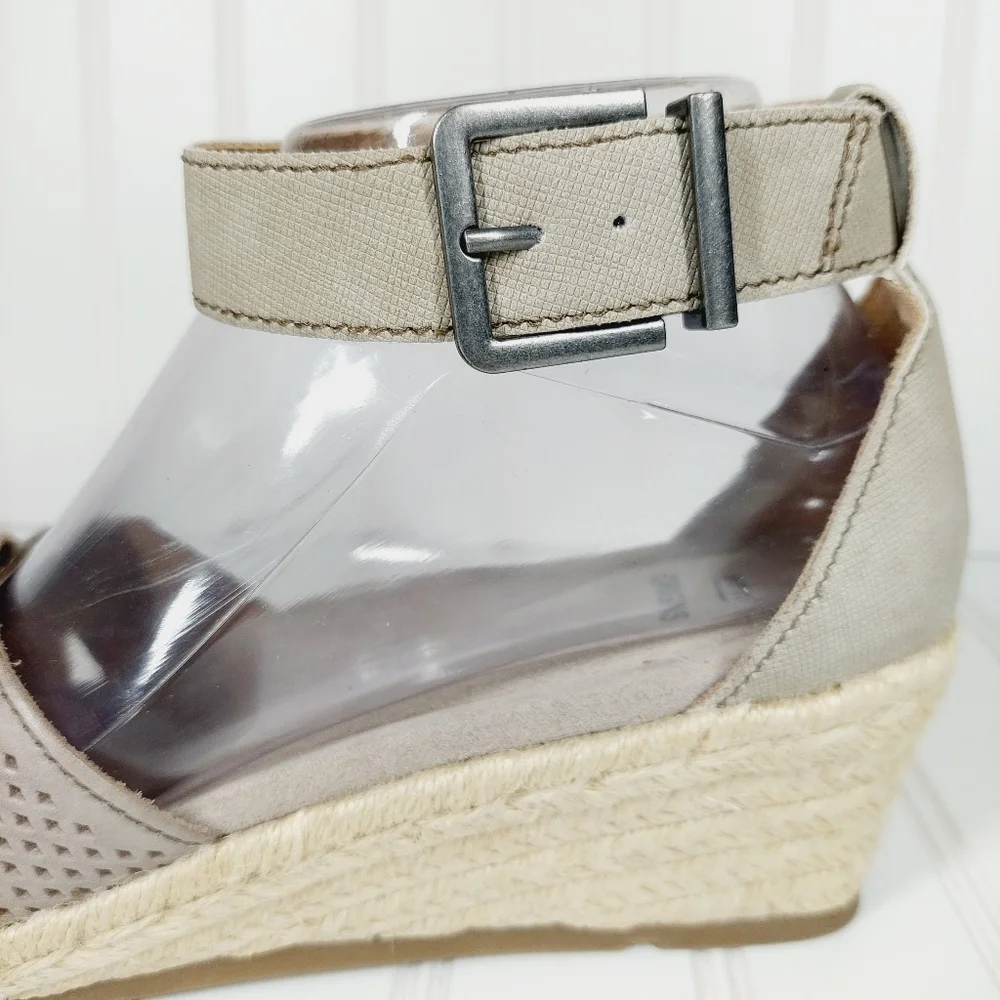 Earth Origins Naples Natasha Platinum Leather Espadrille Wedge Sandals D144 - Picture 9 of 15